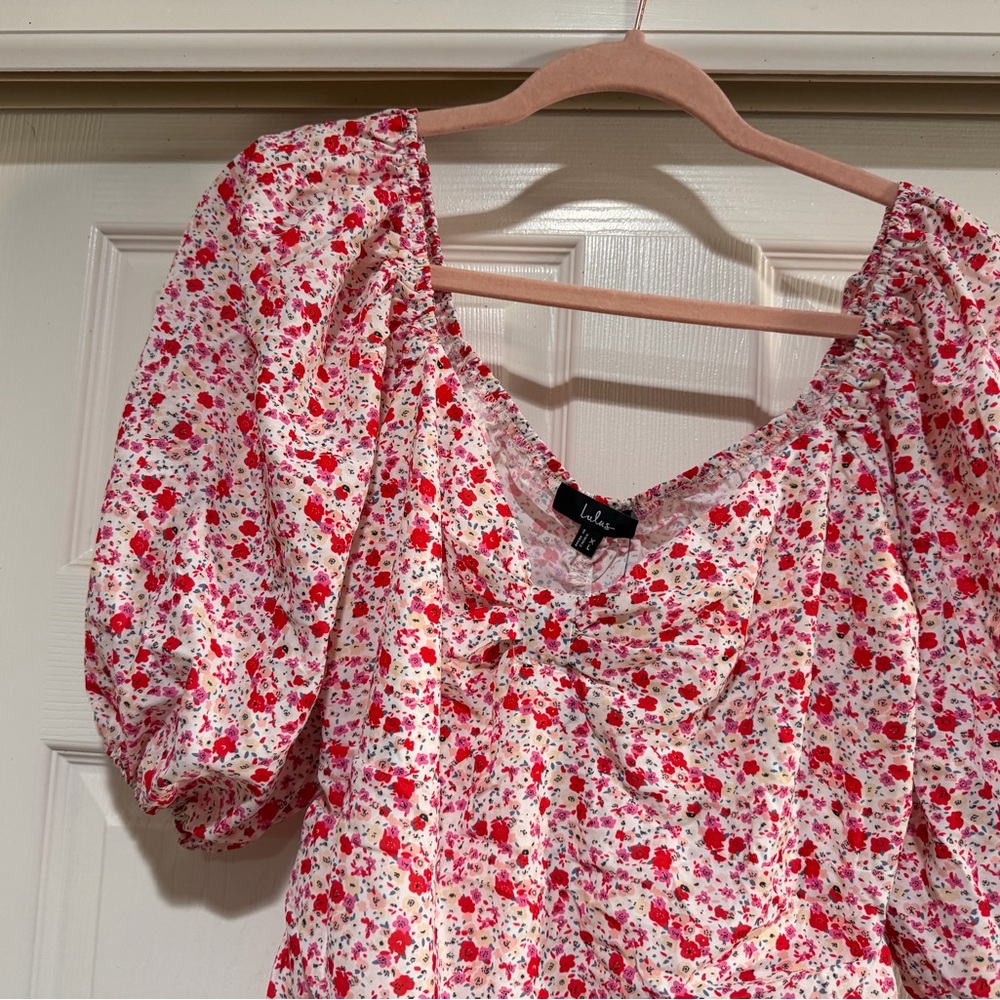 NWT Lulu’s Beautiful Hues Ivory Floral Print Puff Sleeve
Ruched Bodysuit Size XL - Picture 8 of 15